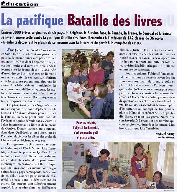 Article paru dans Nouvelles CSQ de mai-juin 2001